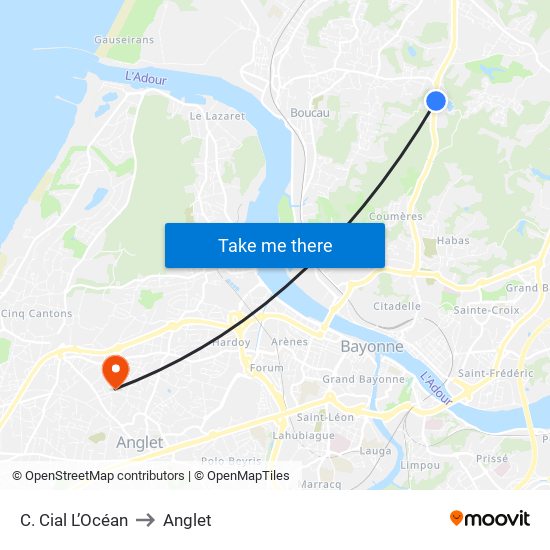 C. Cial L’Océan to Anglet map