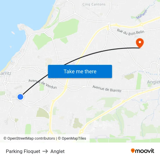 Parking Floquet to Anglet map