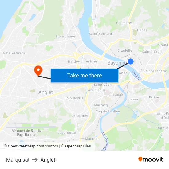 Marquisat to Anglet map