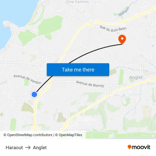 Haraout to Anglet map