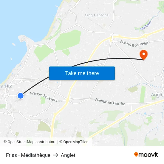 Frias - Médiathèque to Anglet map