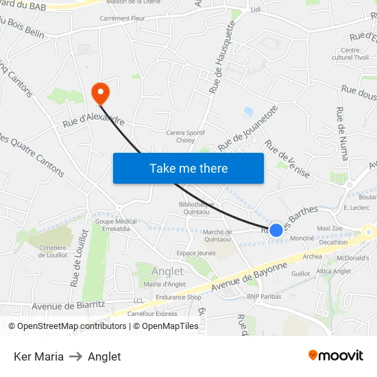 Ker Maria to Anglet map