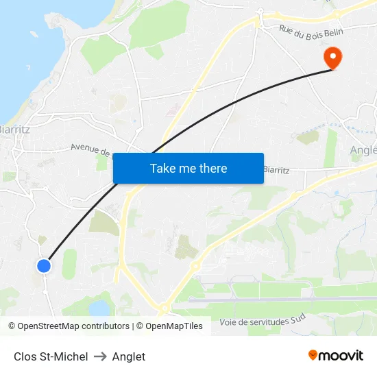 Clos St-Michel to Anglet map