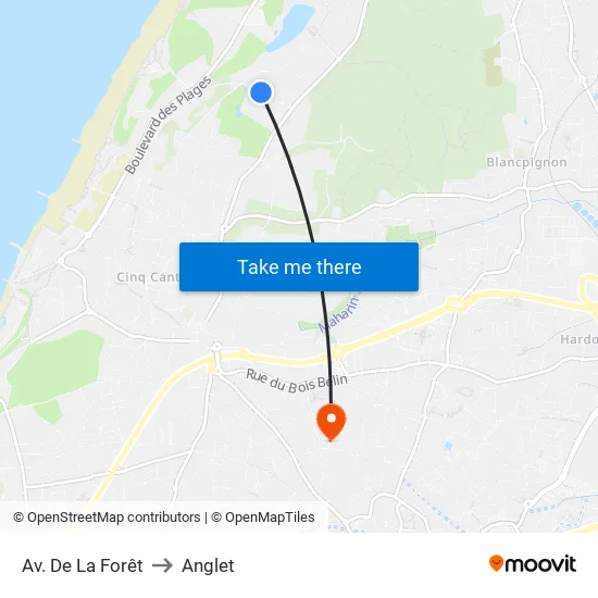 Av. De La Forêt to Anglet map