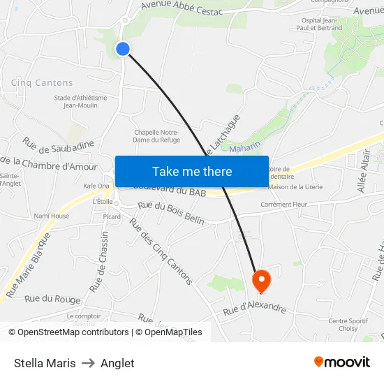Stella Maris to Anglet map