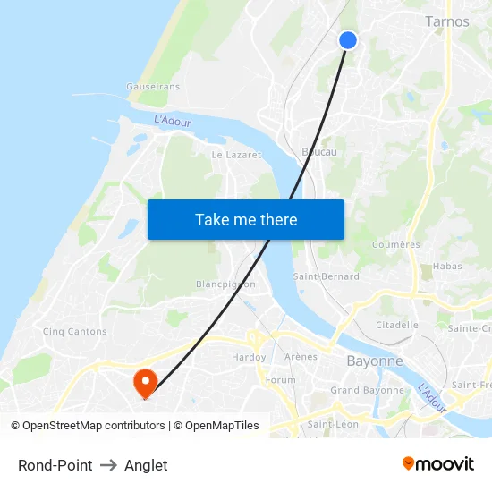 Rond-Point to Anglet map