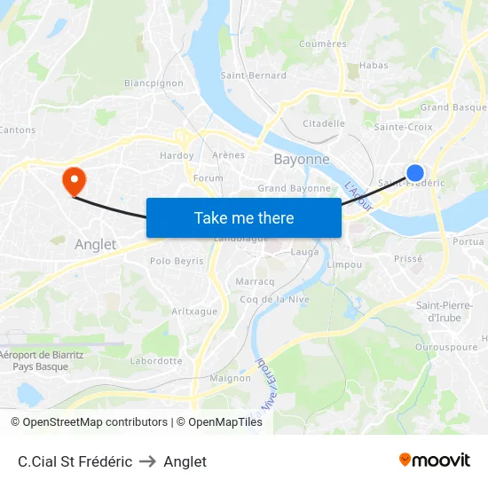 C.Cial St Frédéric to Anglet map