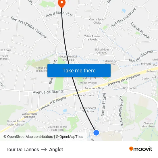 Tour De Lannes to Anglet map