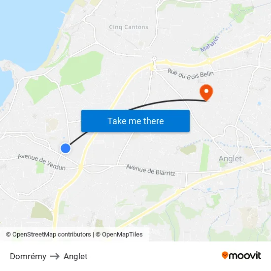 Domrémy to Anglet map