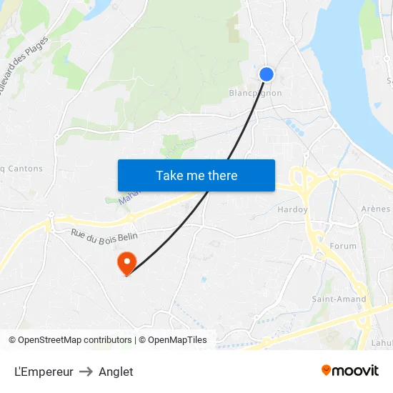 L'Empereur to Anglet map