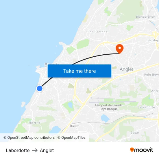 Labordotte to Anglet map