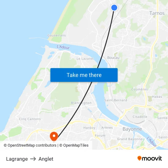 Lagrange to Anglet map