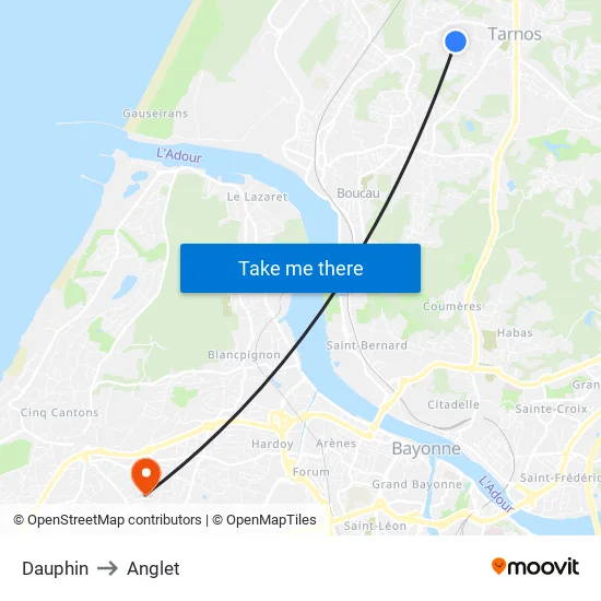 Dauphin to Anglet map