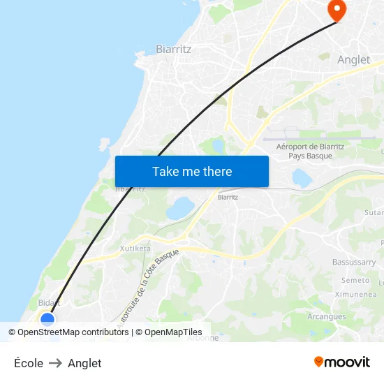 École to Anglet map