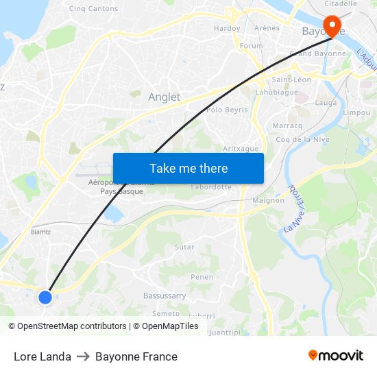 Lore Landa to Bayonne France map