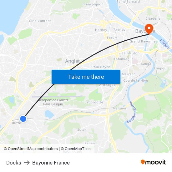 Docks to Bayonne France map
