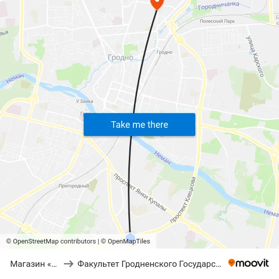 Магазин «Квасовский» to Факультет Гродненского Государственного Аграрного Университета map