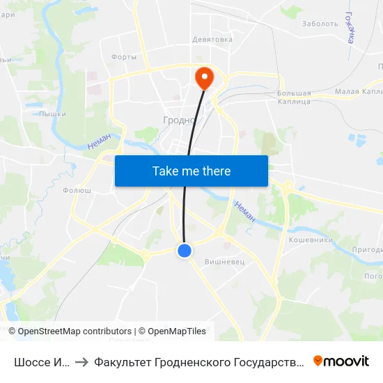 Шоссе Индурское to Факультет Гродненского Государственного Аграрного Университета map