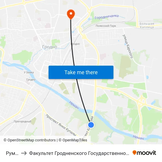 Румлево to Факультет Гродненского Государственного Аграрного Университета map