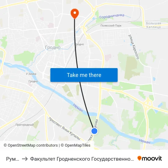 Румлево to Факультет Гродненского Государственного Аграрного Университета map