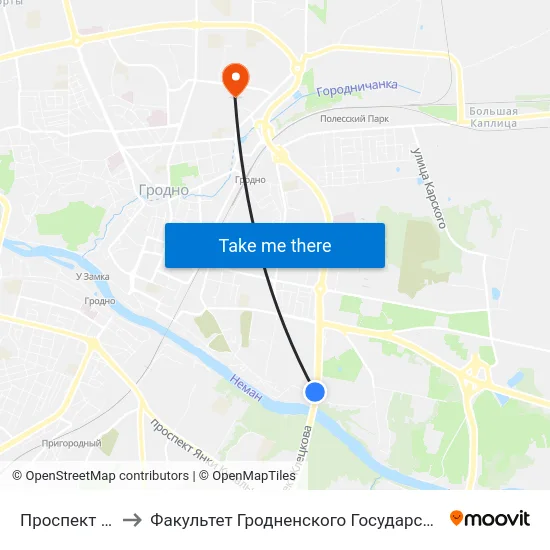 Проспект Румлёвский to Факультет Гродненского Государственного Аграрного Университета map