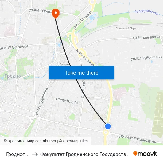 Гроднопромстрой to Факультет Гродненского Государственного Аграрного Университета map