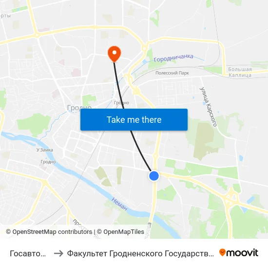 Госавтоинспекция to Факультет Гродненского Государственного Аграрного Университета map