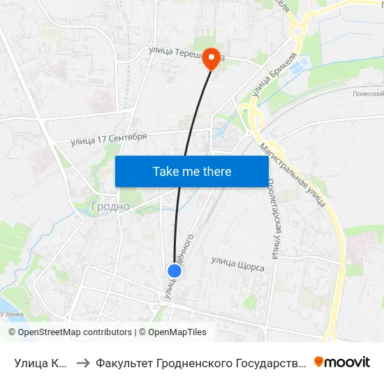 Улица Карбышева to Факультет Гродненского Государственного Аграрного Университета map