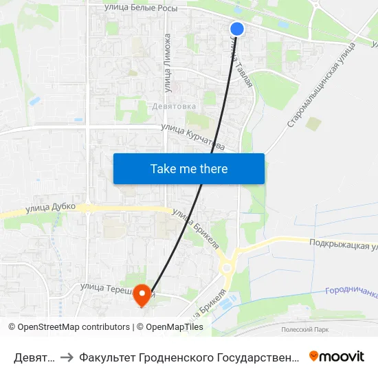 Девятовка-4 to Факультет Гродненского Государственного Аграрного Университета map