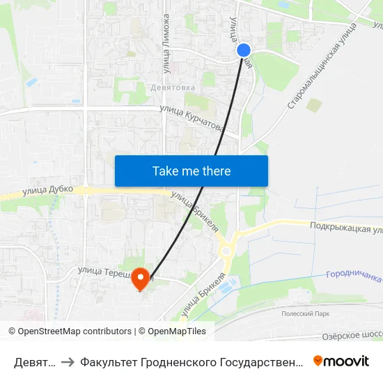 Девятовка-5 to Факультет Гродненского Государственного Аграрного Университета map