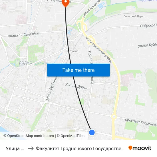 Улица Лидская to Факультет Гродненского Государственного Аграрного Университета map