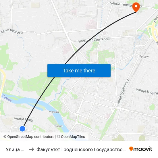 Улица Гагарина to Факультет Гродненского Государственного Аграрного Университета map