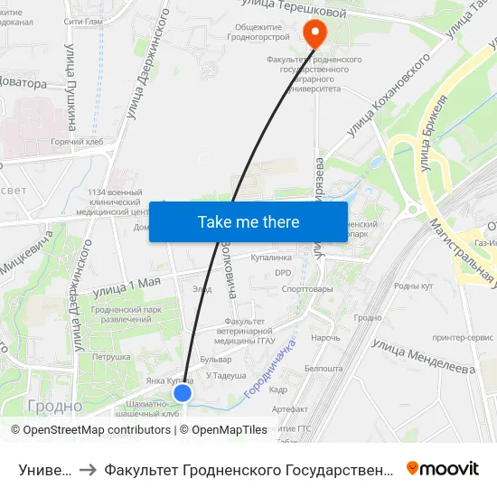 Университет to Факультет Гродненского Государственного Аграрного Университета map