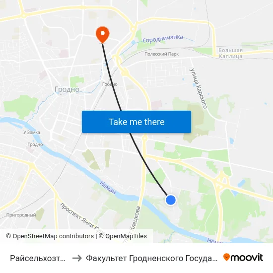 Райсельхозтехника (Посадка) to Факультет Гродненского Государственного Аграрного Университета map