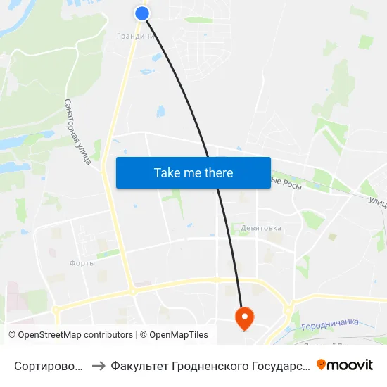 Сортировочный Участок to Факультет Гродненского Государственного Аграрного Университета map