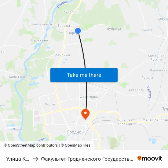 Улица Криничная to Факультет Гродненского Государственного Аграрного Университета map