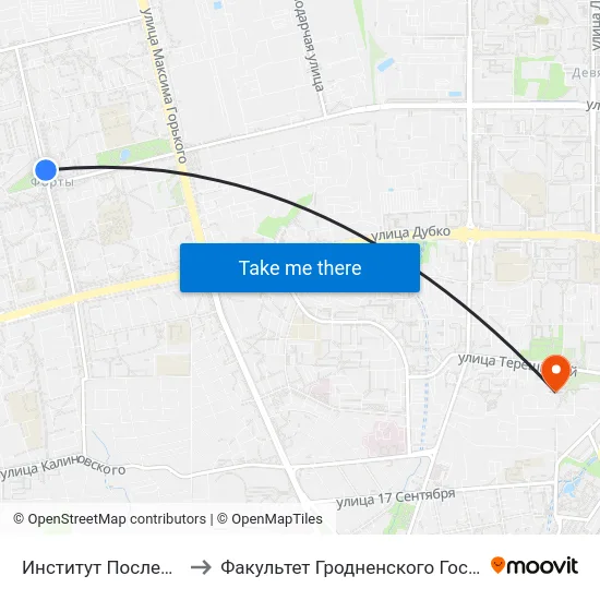 Институт Последипломного Образования to Факультет Гродненского Государственного Аграрного Университета map