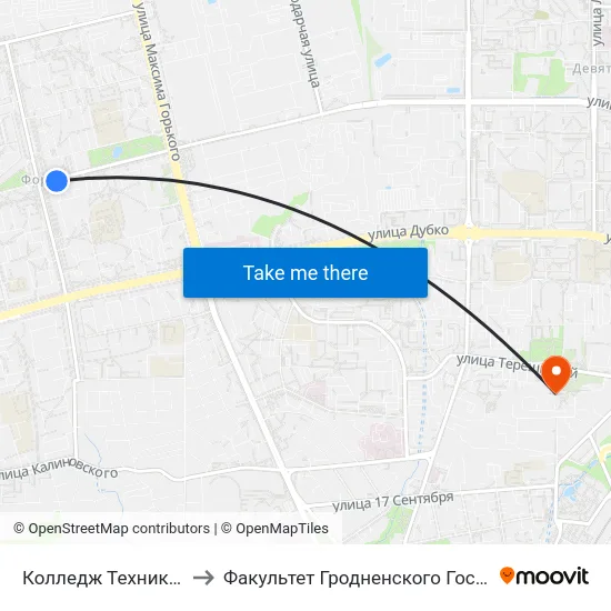 Колледж Техники, Технологий И Дизайна to Факультет Гродненского Государственного Аграрного Университета map