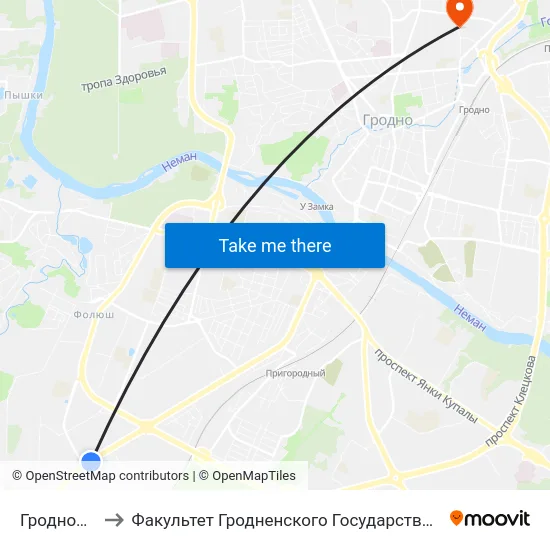 Гродножилстрой to Факультет Гродненского Государственного Аграрного Университета map