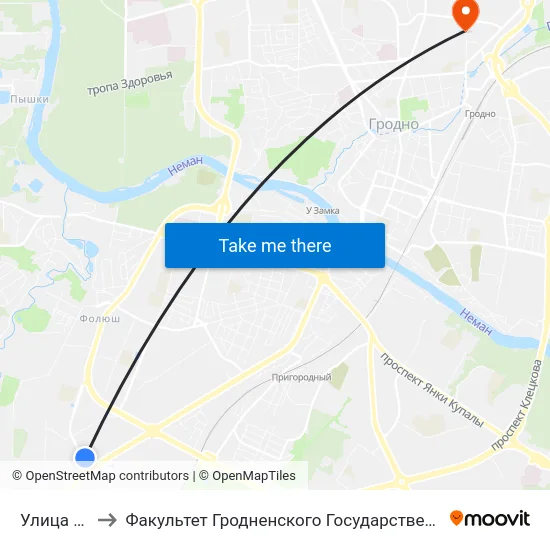 Улица Хвойная to Факультет Гродненского Государственного Аграрного Университета map