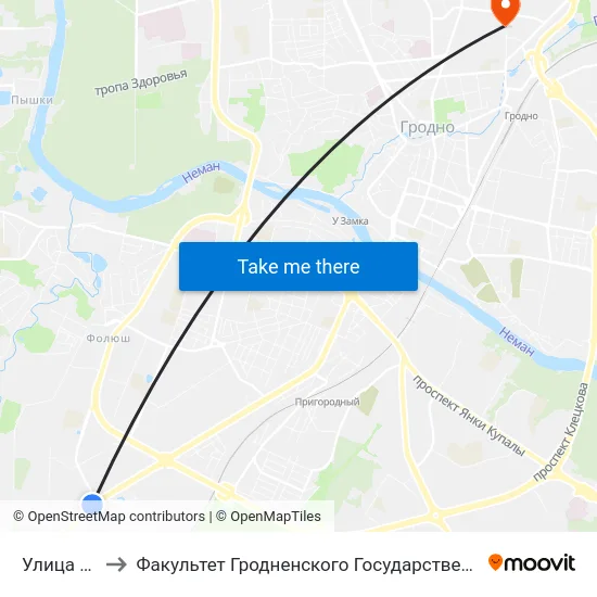 Улица Хвойная to Факультет Гродненского Государственного Аграрного Университета map