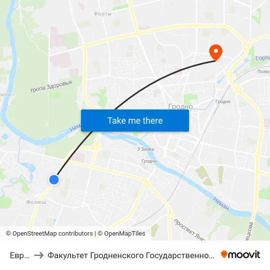 Евроопт to Факультет Гродненского Государственного Аграрного Университета map