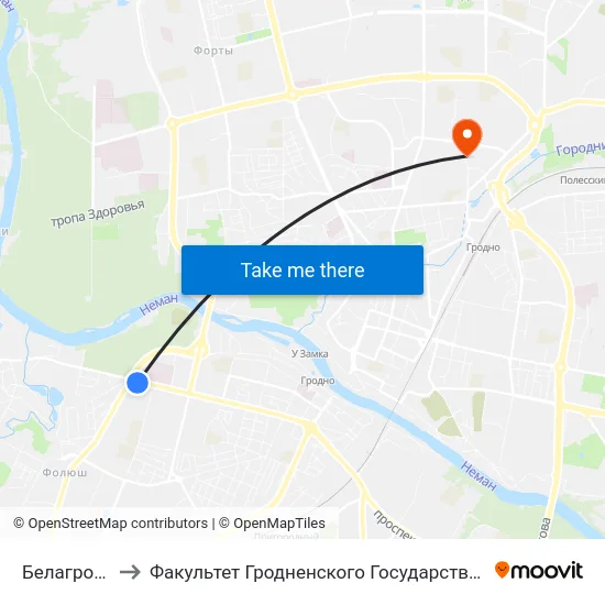 Белагропромбанк to Факультет Гродненского Государственного Аграрного Университета map
