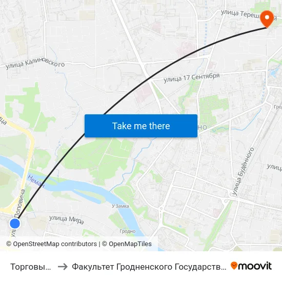 Торговый Колледж to Факультет Гродненского Государственного Аграрного Университета map