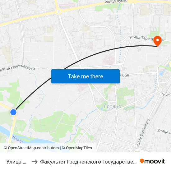 Улица Весенняя to Факультет Гродненского Государственного Аграрного Университета map