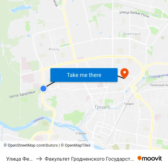 Улица Фестивальная to Факультет Гродненского Государственного Аграрного Университета map
