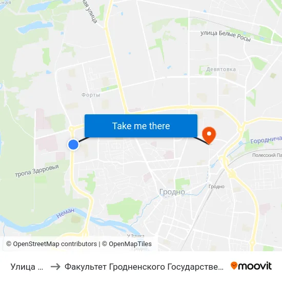 Улица Болдина to Факультет Гродненского Государственного Аграрного Университета map