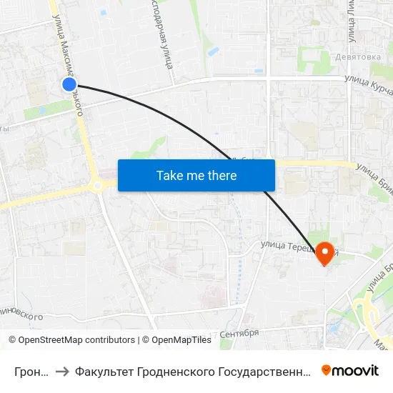 Гронитекс to Факультет Гродненского Государственного Аграрного Университета map