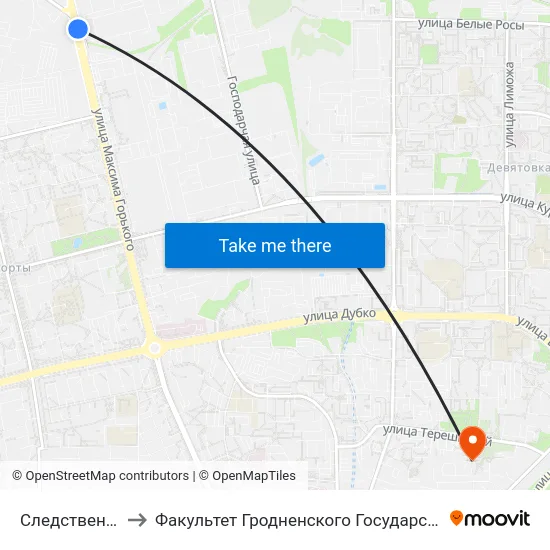 Следственный Комитет to Факультет Гродненского Государственного Аграрного Университета map