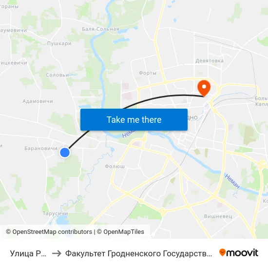 Улица Рябиновая to Факультет Гродненского Государственного Аграрного Университета map